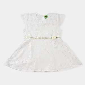 Infant Girls Poly Net Frock-OFF-White