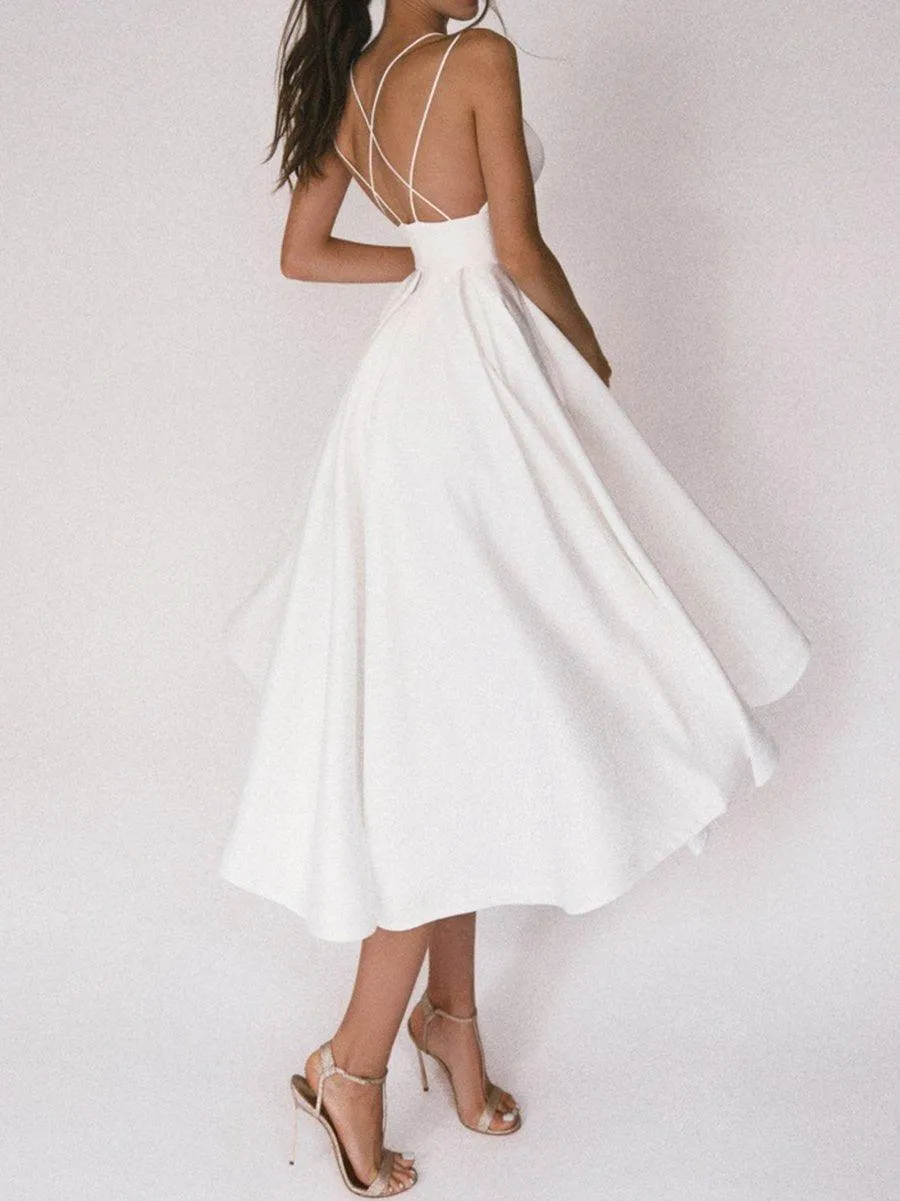 Keziah Dress | Open Back Flare Spaghetti Strap Party Dress