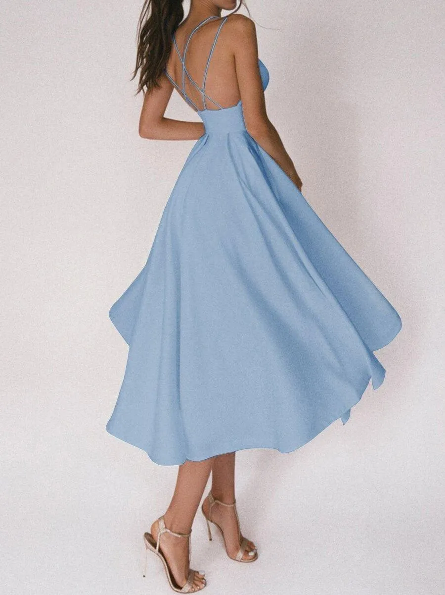 Keziah Dress | Open Back Flare Spaghetti Strap Party Dress