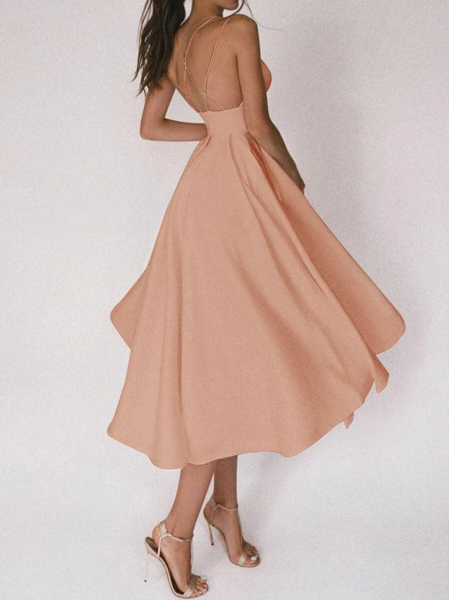 Keziah Dress | Open Back Flare Spaghetti Strap Party Dress