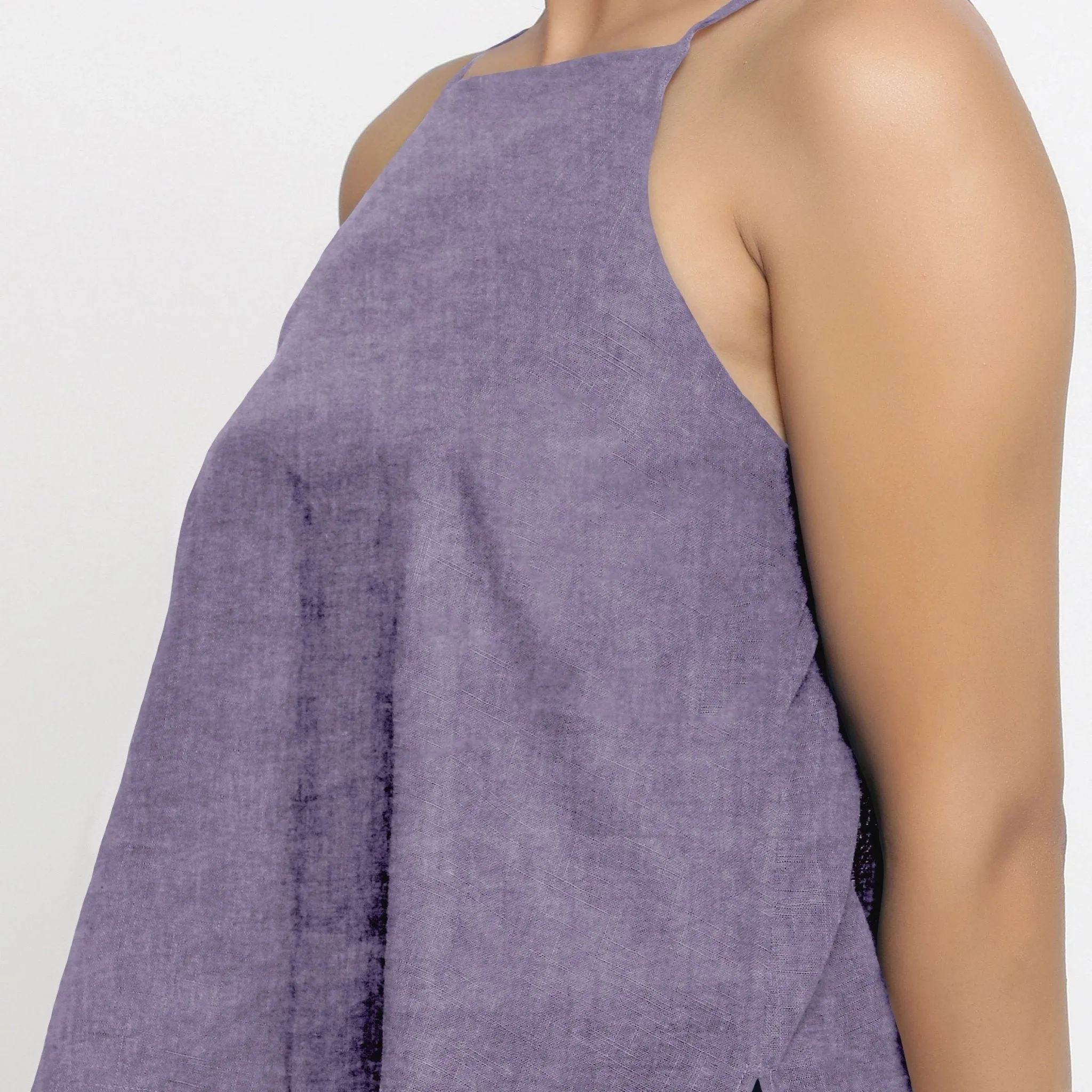 Lavender Strappy 100% Linen Strap Sleeve Spaghetti Top