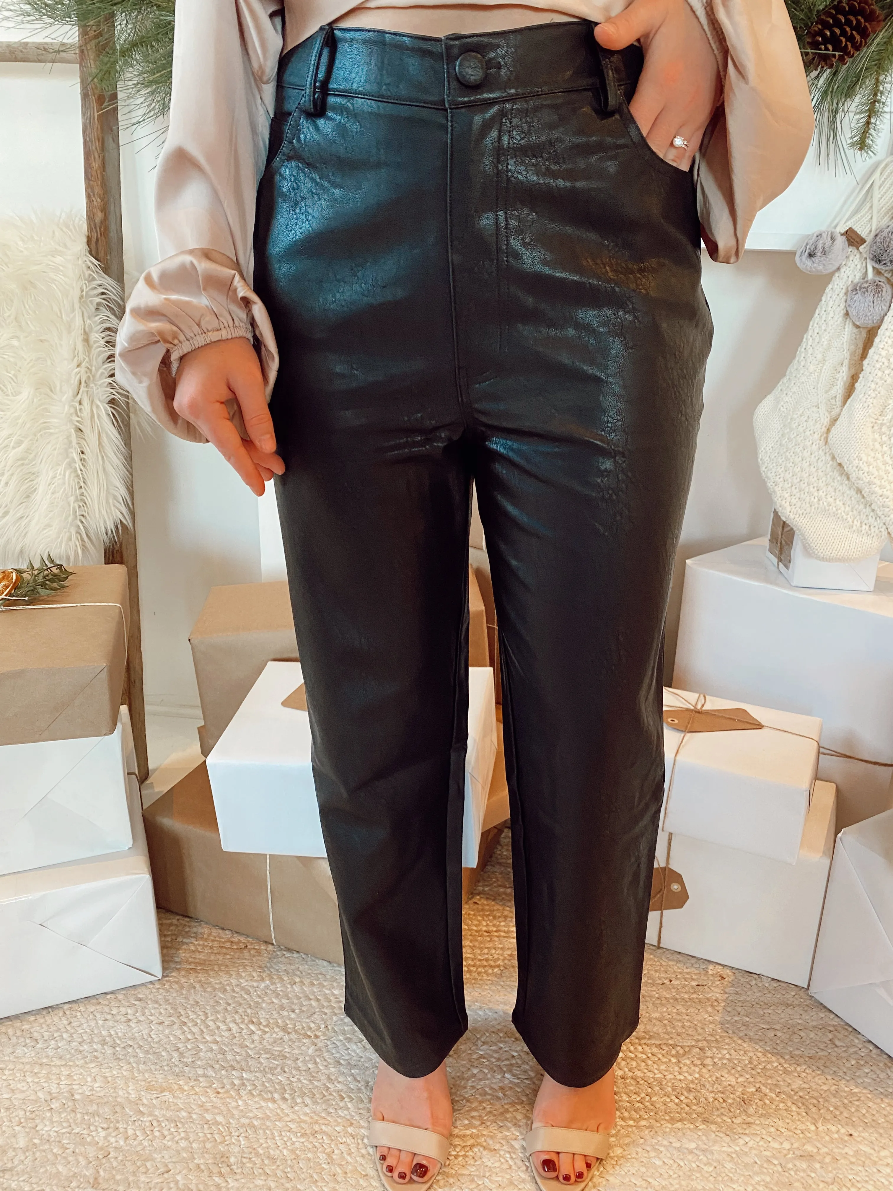 Leather Straight Leg Pants