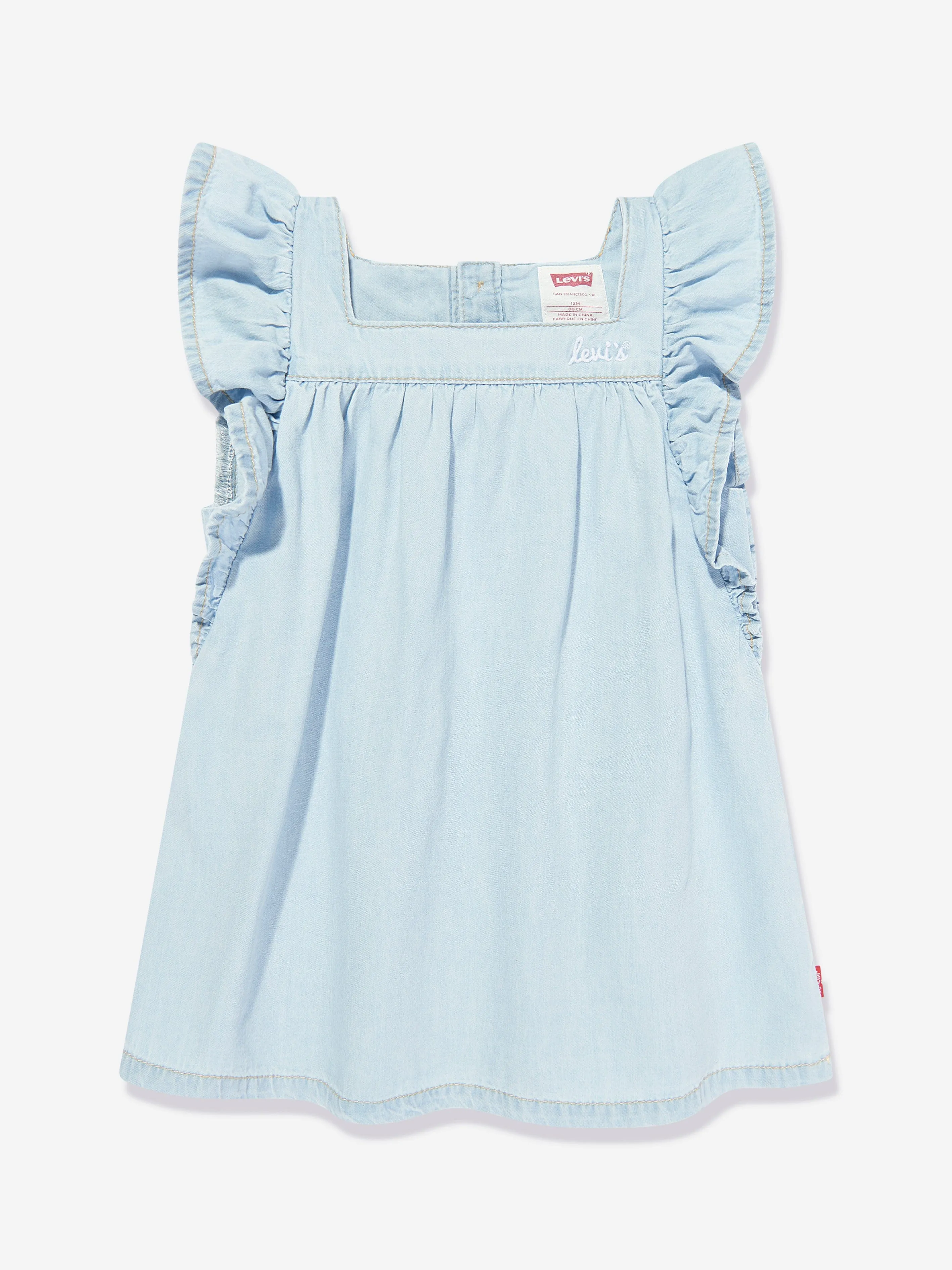 Levi's Wear Baby Girls Flutter Sleeveless Denim Dress in Blue