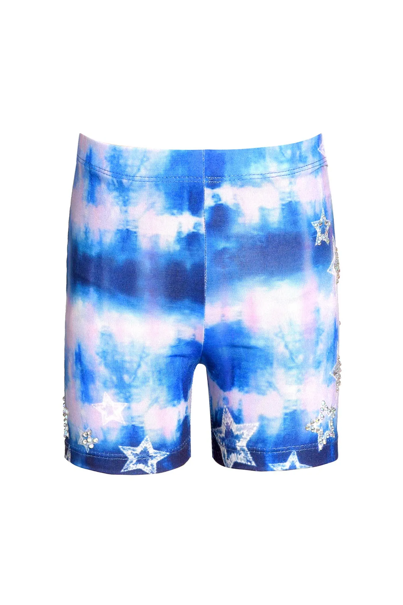 Little Girls Tie Dye Rhinestone Star Biker Shorts