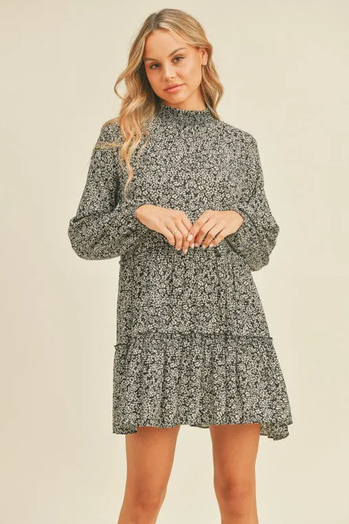 Mara Mock Neck Tiered Dress