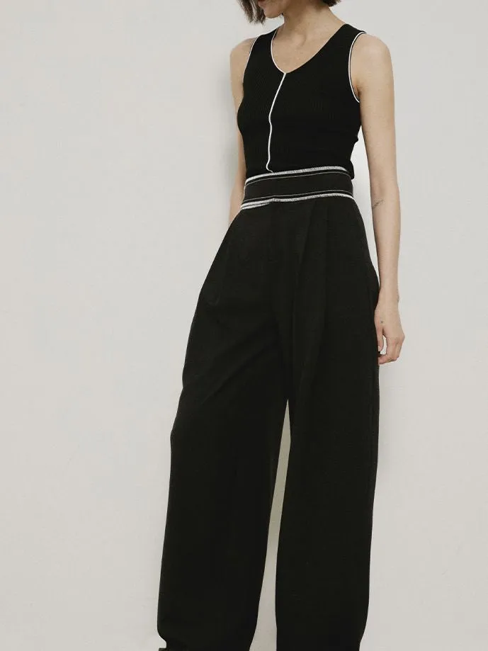 Monotone Sleeveless Chic V-neck Tight Tops