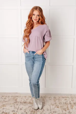 One Eleven North Pleasantly Perfect Bubble Sleeve Peasant Blouse