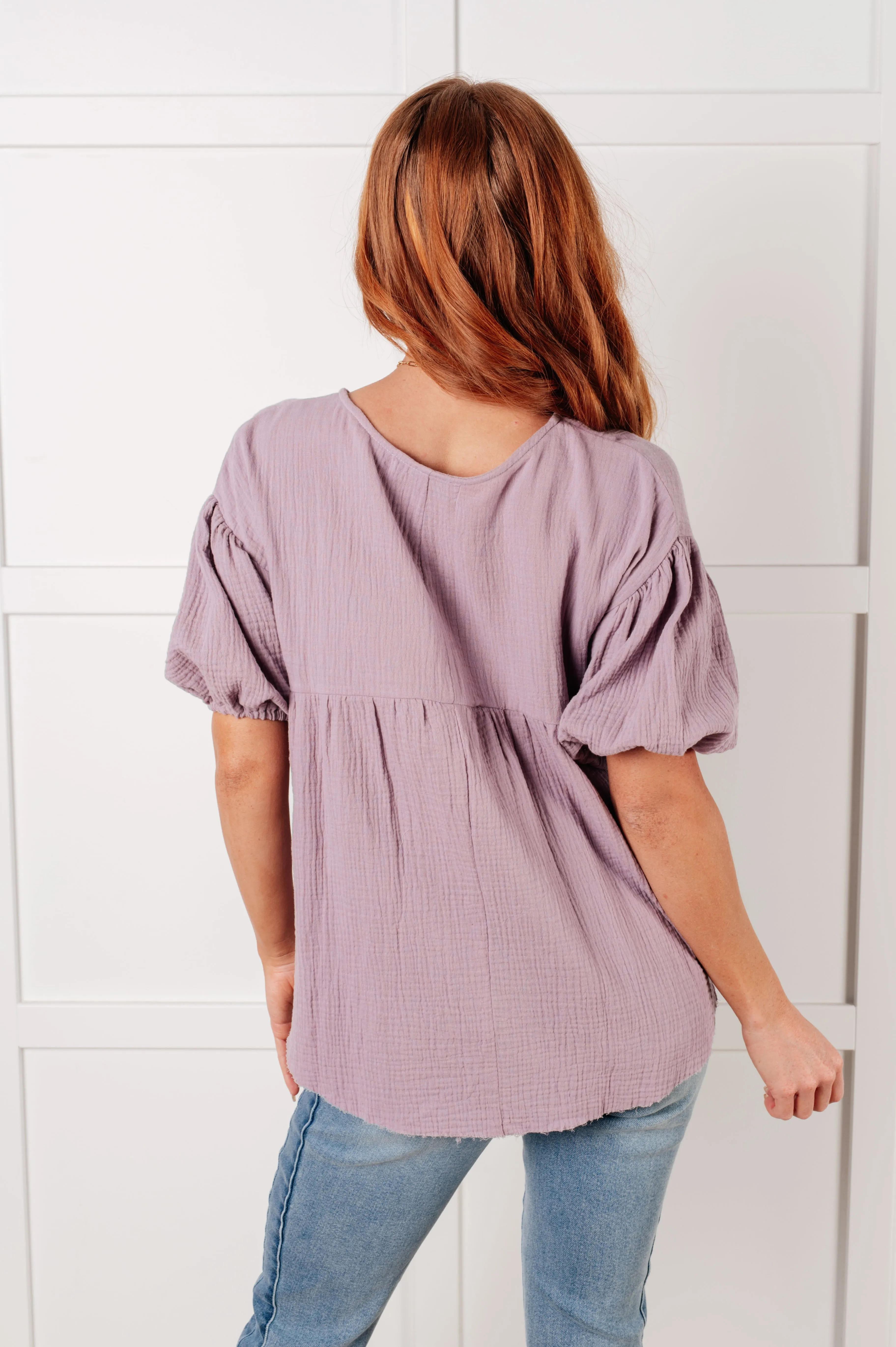 One Eleven North Pleasantly Perfect Bubble Sleeve Peasant Blouse
