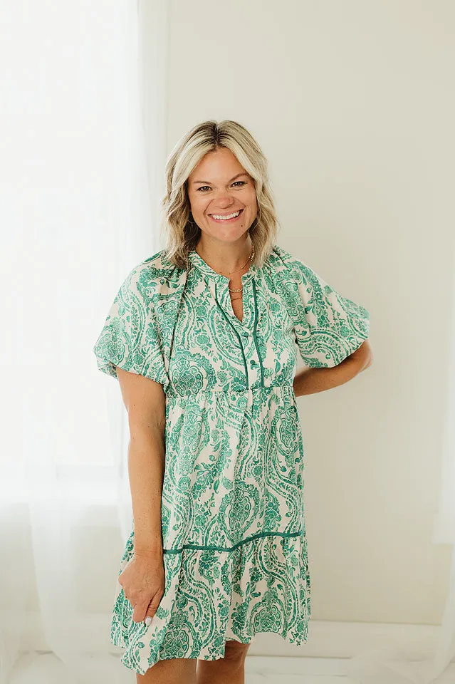 Paisley Button Dress
