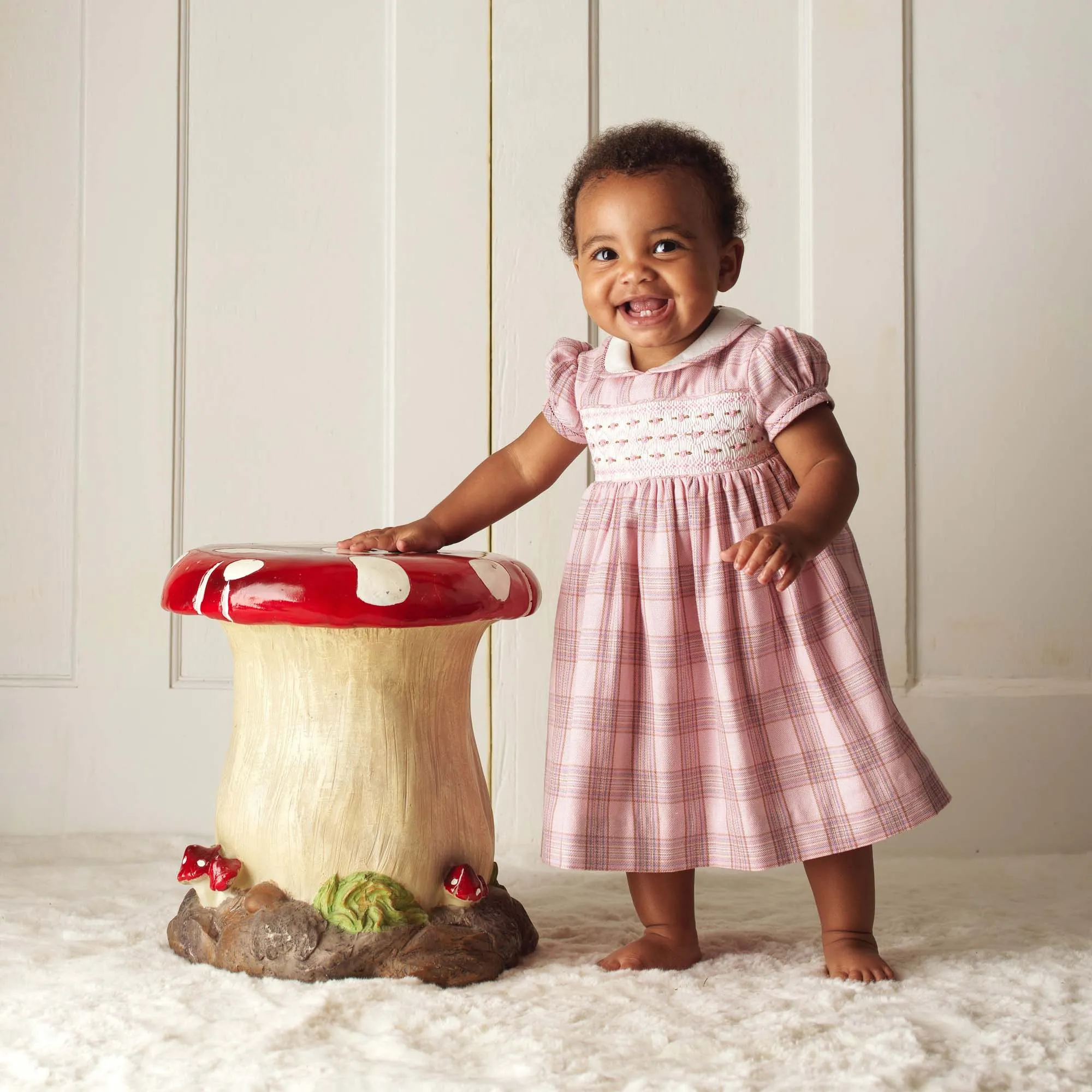 Pink Tartan Smocked Dress & Bloomers