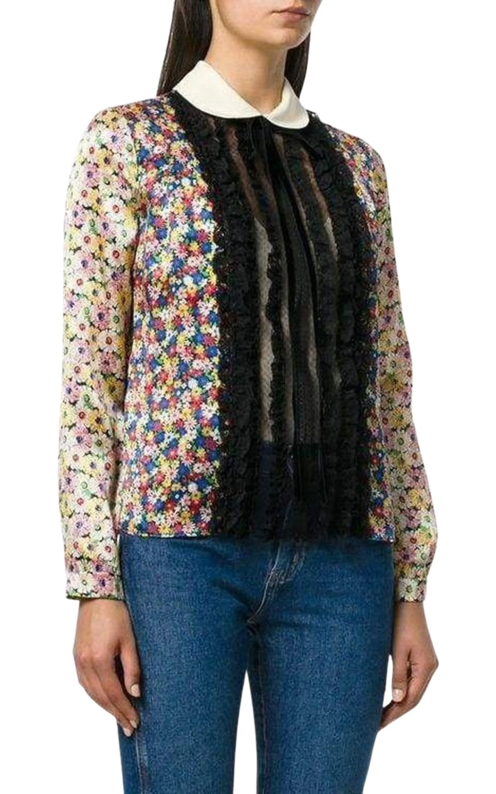 Pleated Bib Peter Pan Blouse