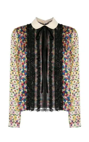 Pleated Bib Peter Pan Blouse