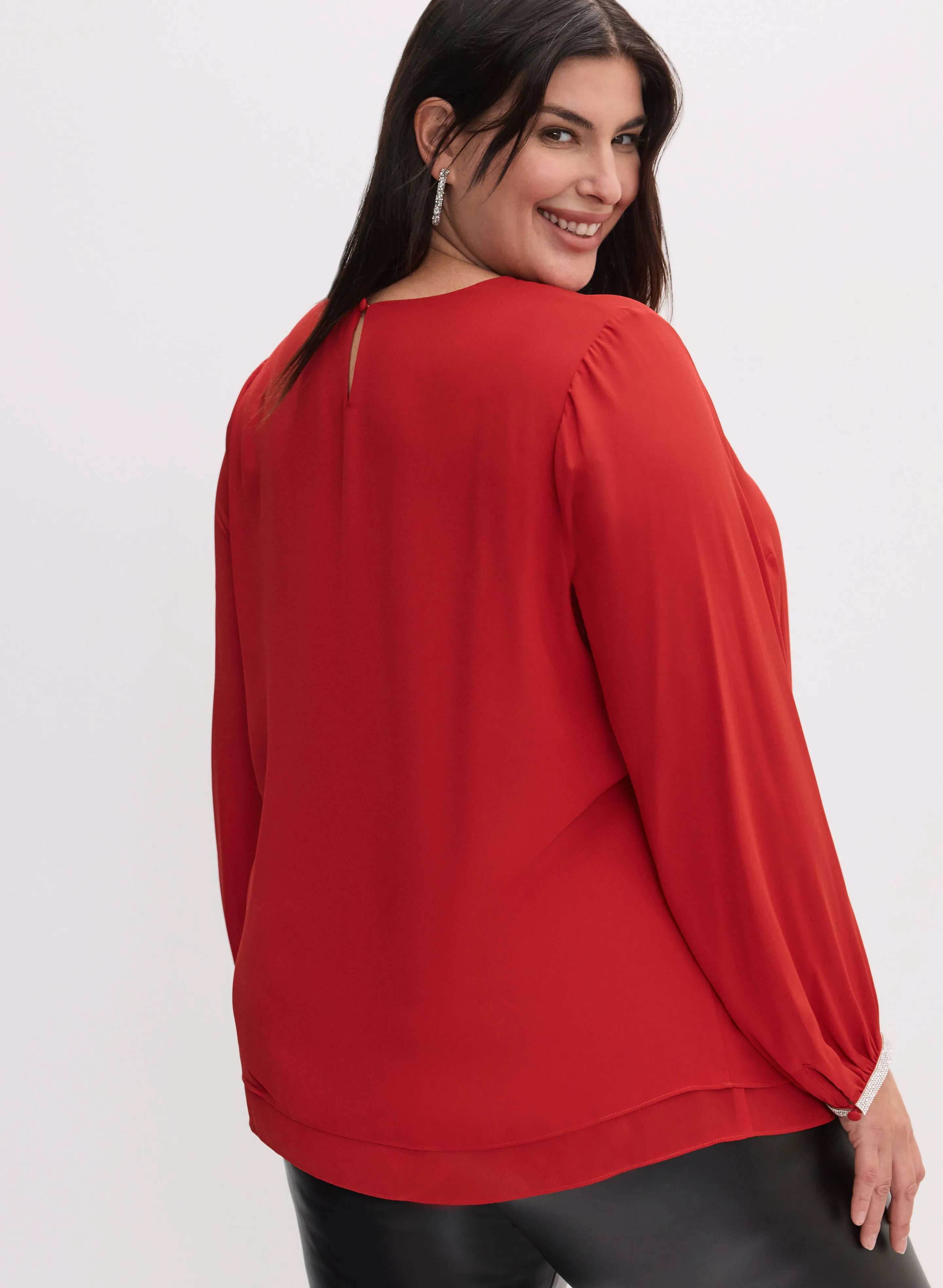 Rhinestone Trim Blouse