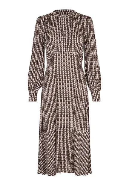 Rudy Ev Ducal Navy Print Midi Dress