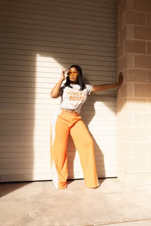 RUN THE RACE COLOR CONTRAST CASUAL PANTS-ORANGE/GREY