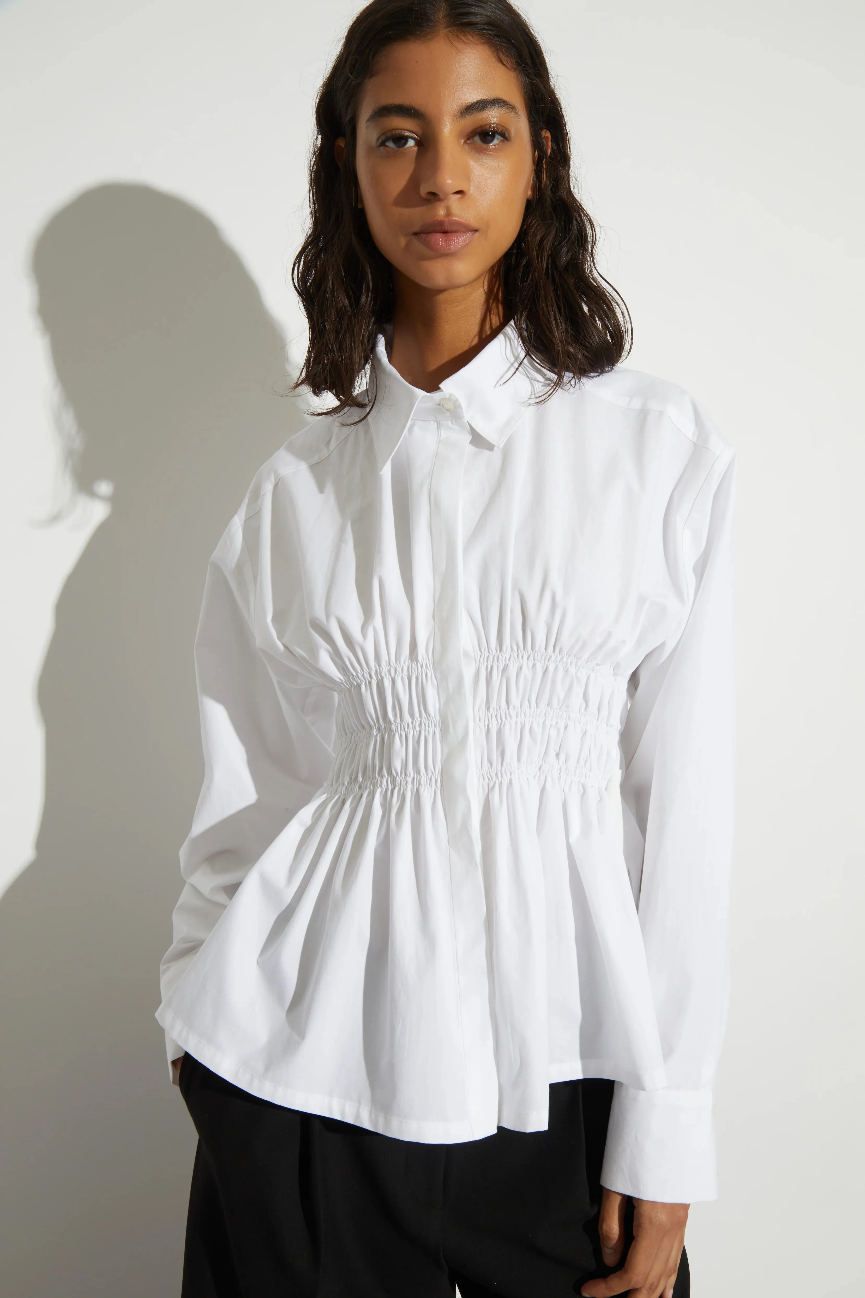 Saint Art New York - Yvonne Ruched Front-Tie Blouse in White