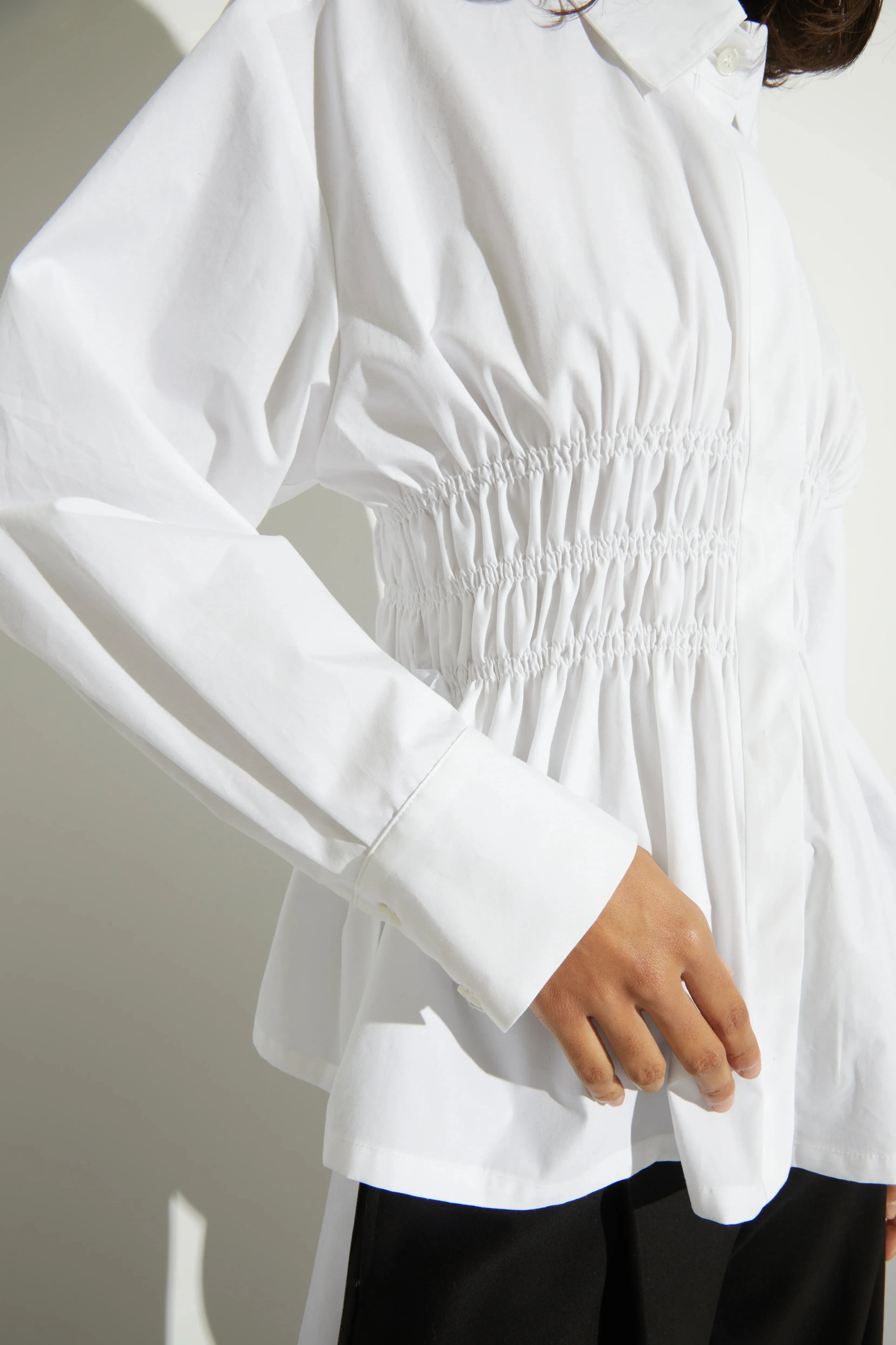 Saint Art New York - Yvonne Ruched Front-Tie Blouse in White