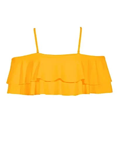 Sexy Ruffle Bikini Top Off Shoulder Swim Top-Yellow