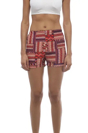 Stacked Ethnic Print Woven Shorts