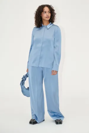 STINE GOYA BLUE SATIN WIDE LEG TROUSERS SG-P0392261 125