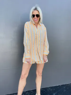 Taupe Stripe Shorts