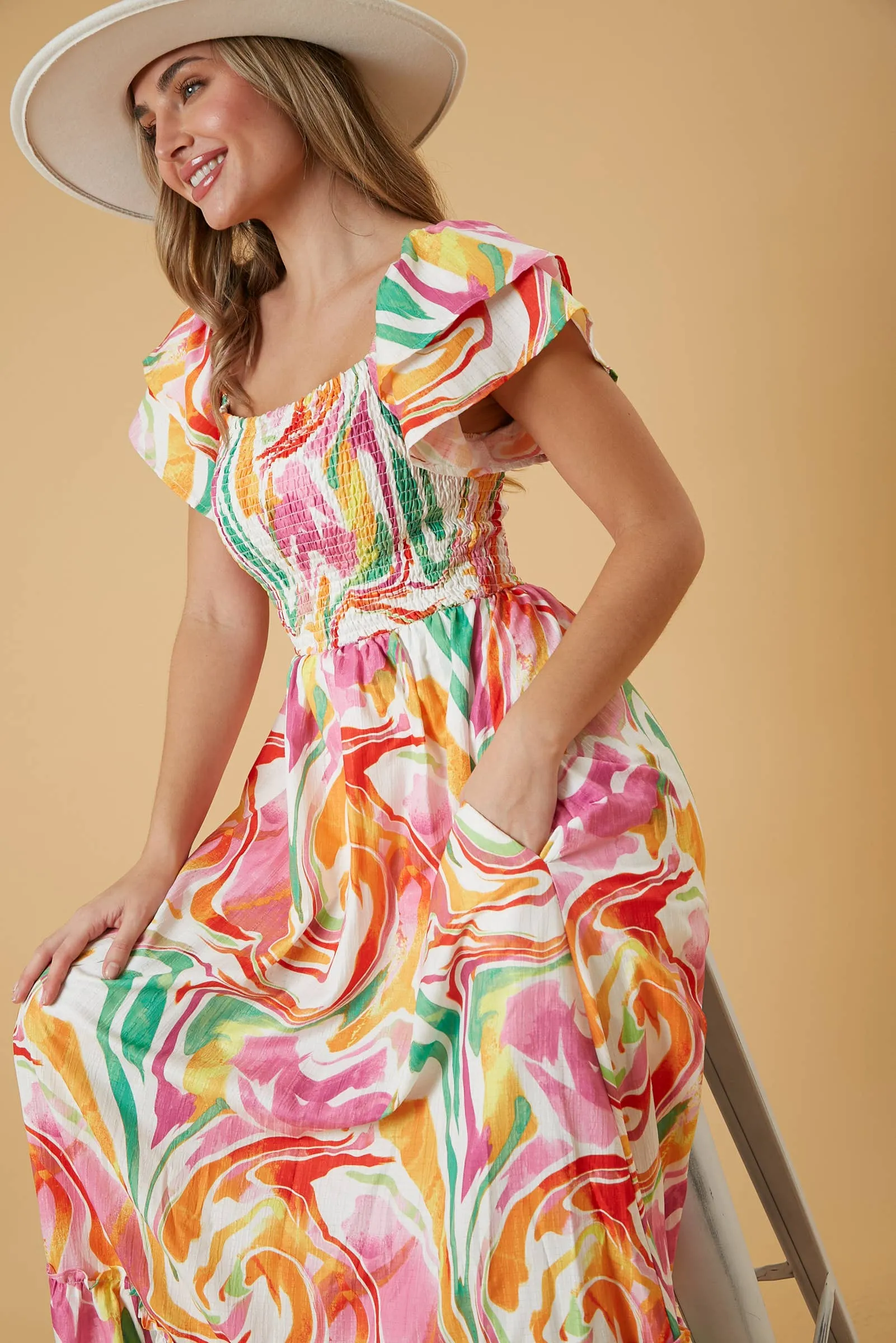 The Perfect Getaway Marble Print Maxi Dress