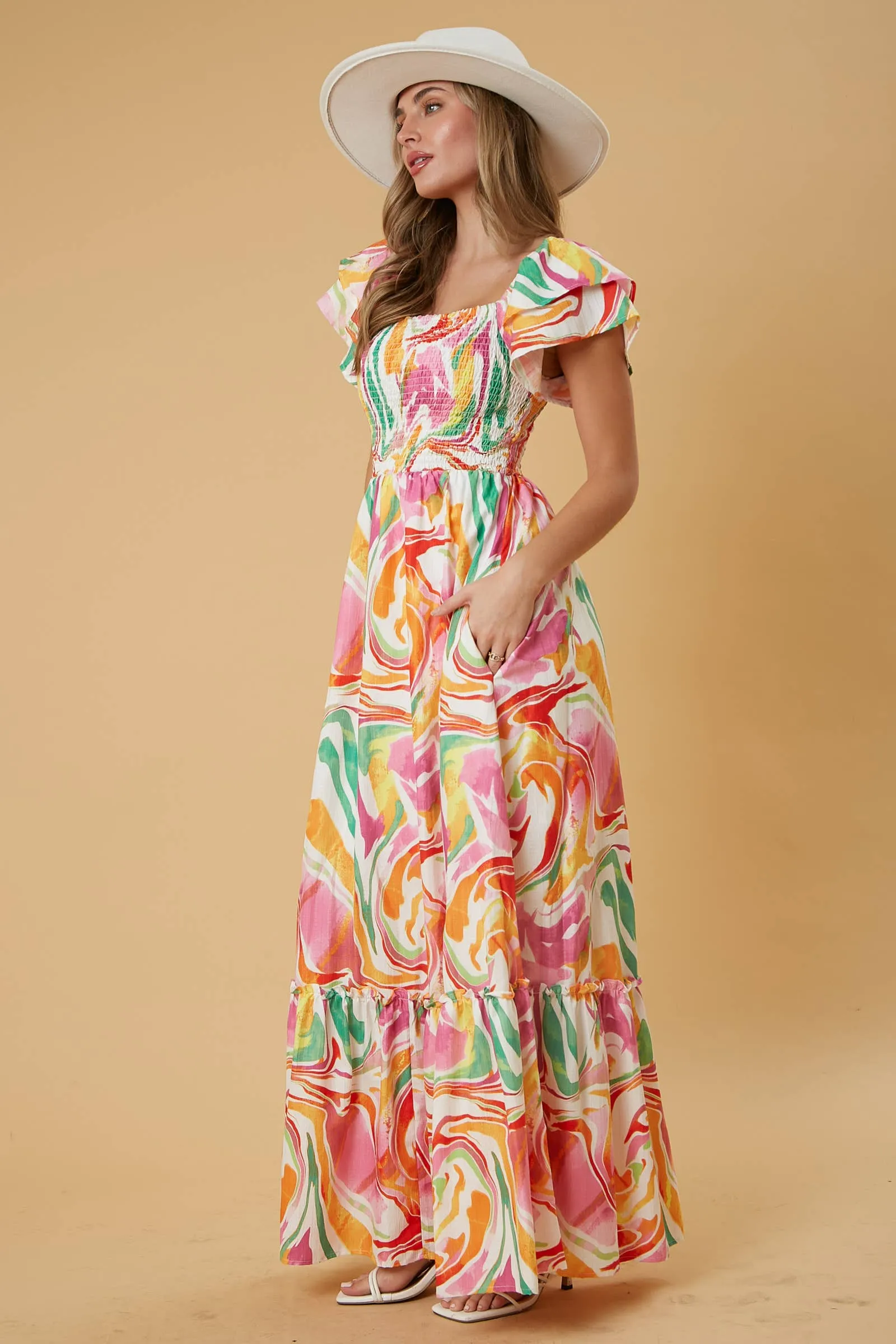 The Perfect Getaway Marble Print Maxi Dress