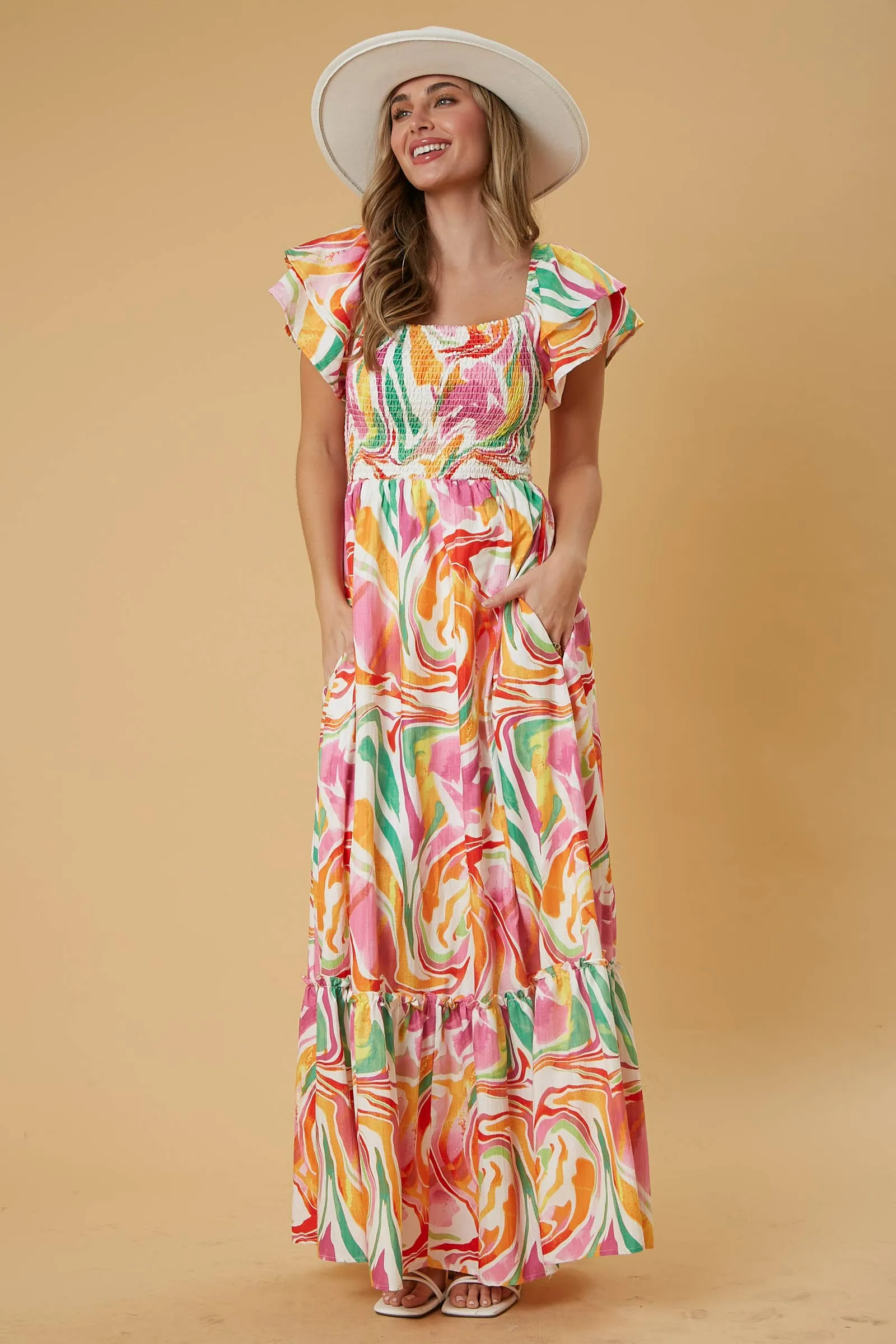 The Perfect Getaway Marble Print Maxi Dress