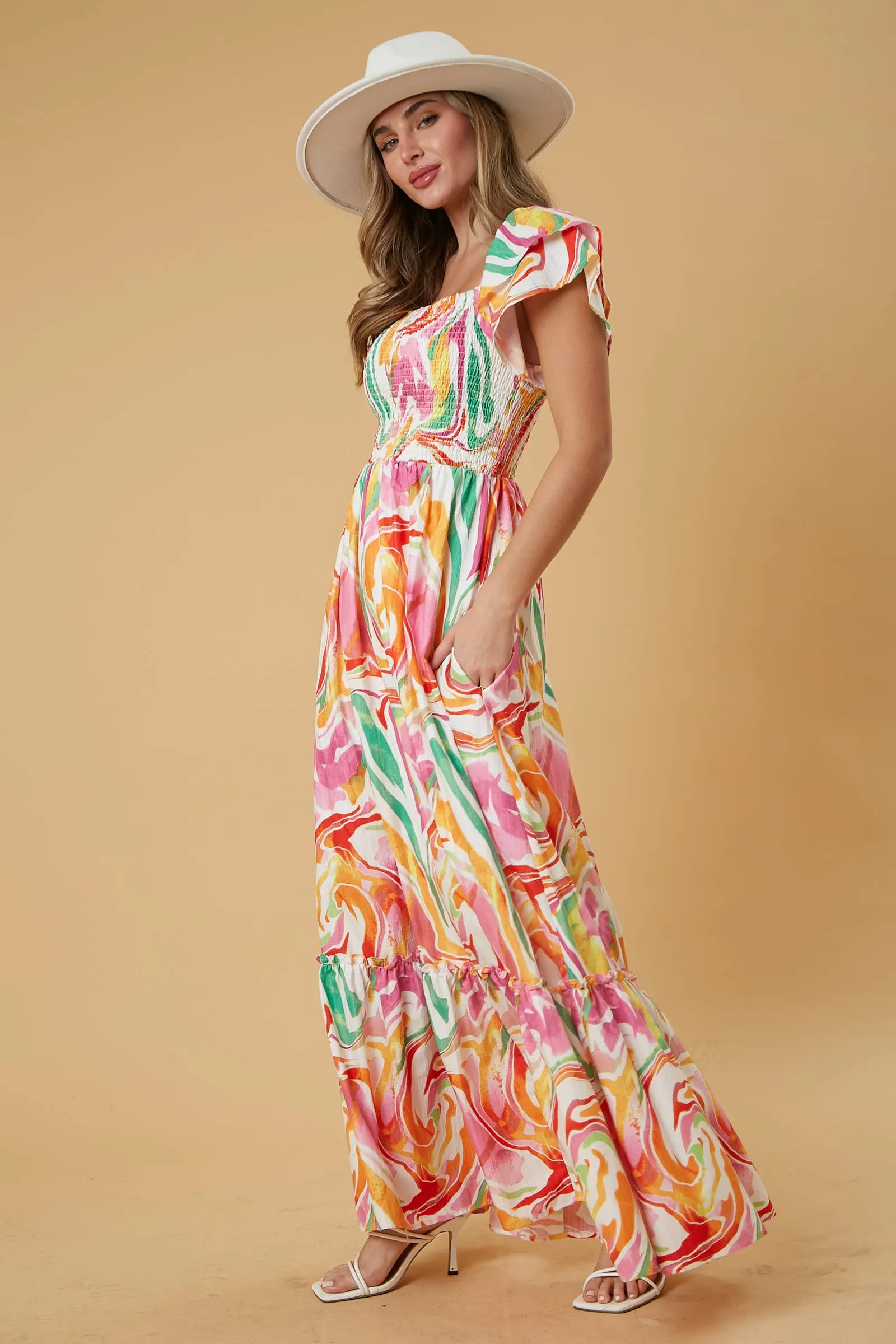 The Perfect Getaway Marble Print Maxi Dress