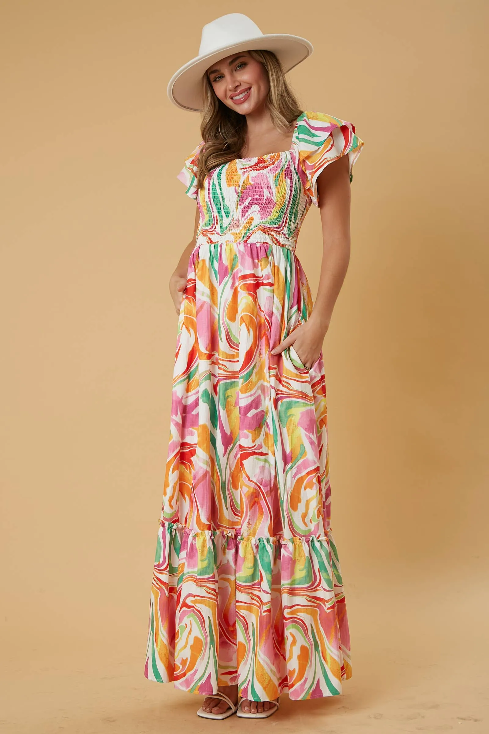 The Perfect Getaway Marble Print Maxi Dress