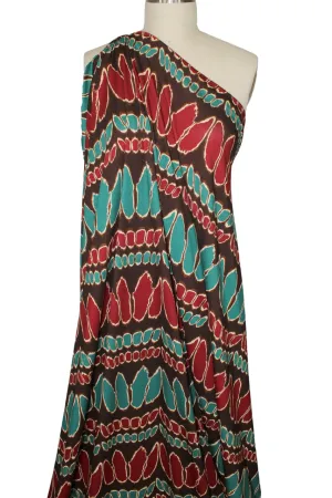 Tooth and Claw French Rayon Jersey - Browns/Cream/Red/Teal