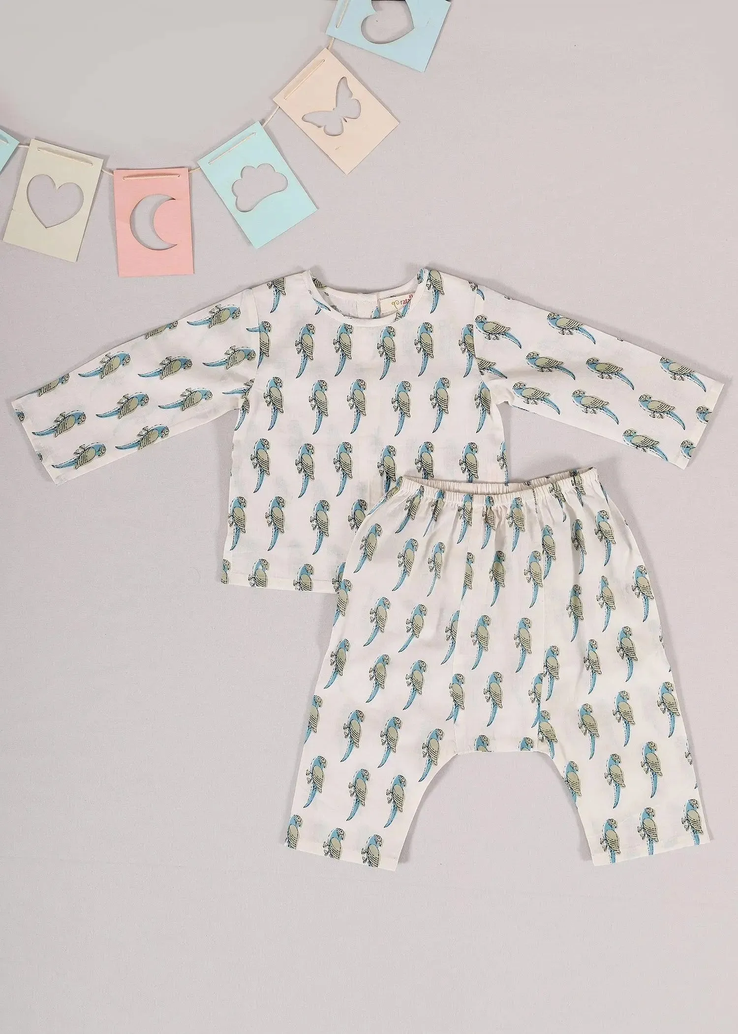 Tota Green Cotton Night Suit Unisex (3-12 Months)