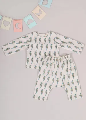 Tota Green Cotton Night Suit Unisex (3-12 Months)