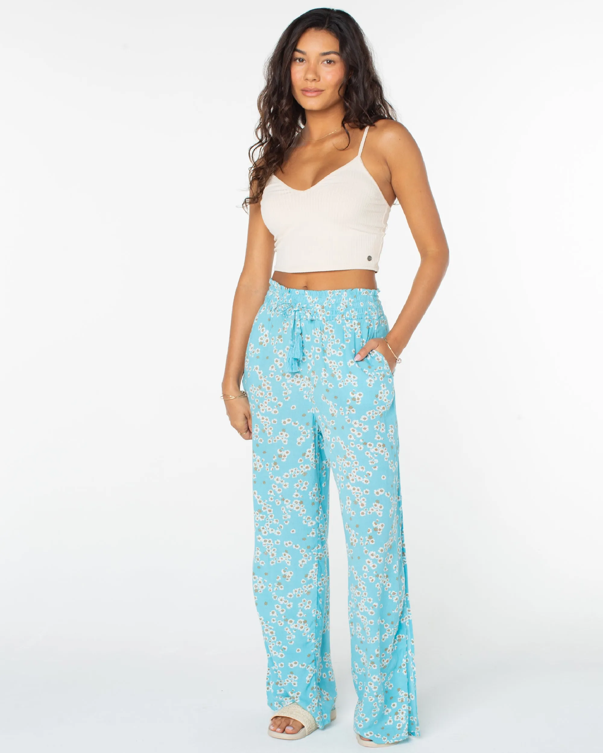 Tropical Rhythm Wide Leg Beach Pants - Maui Blue Margarita