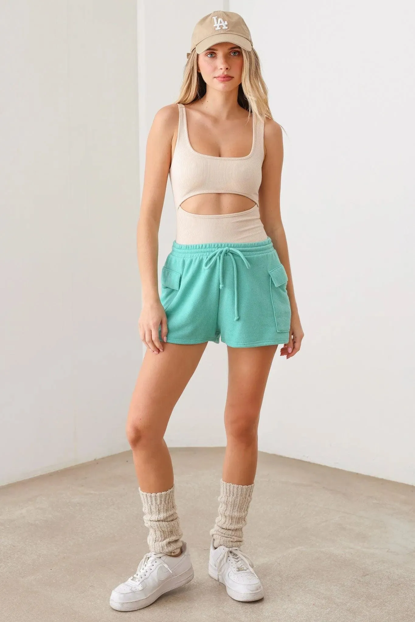 Two Side Pocket Elastic Waist Summer Shorts