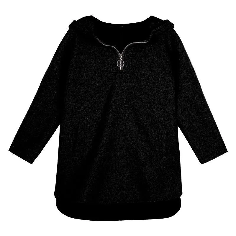 Women Loose BF Hooded Sweatshirt Long Sleeved Tops Hong Kong CHIC Thick Outerwear