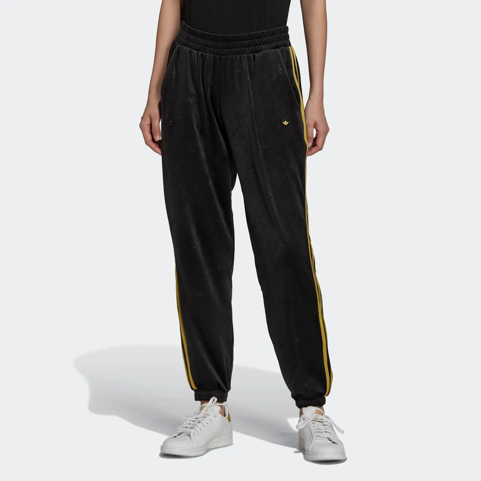 Women's adidas Originals Velvet Monogram Track Pants Black