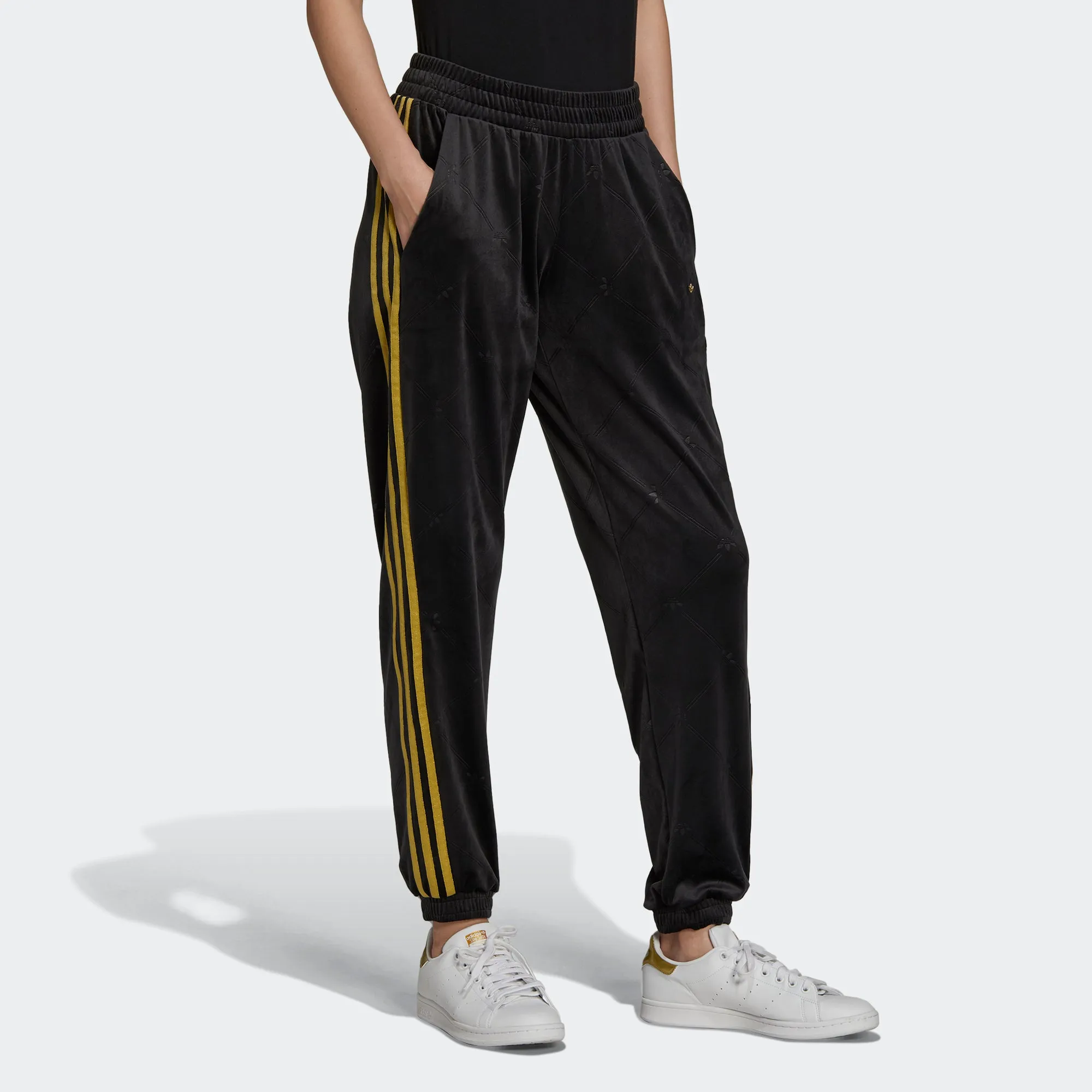 Women's adidas Originals Velvet Monogram Track Pants Black