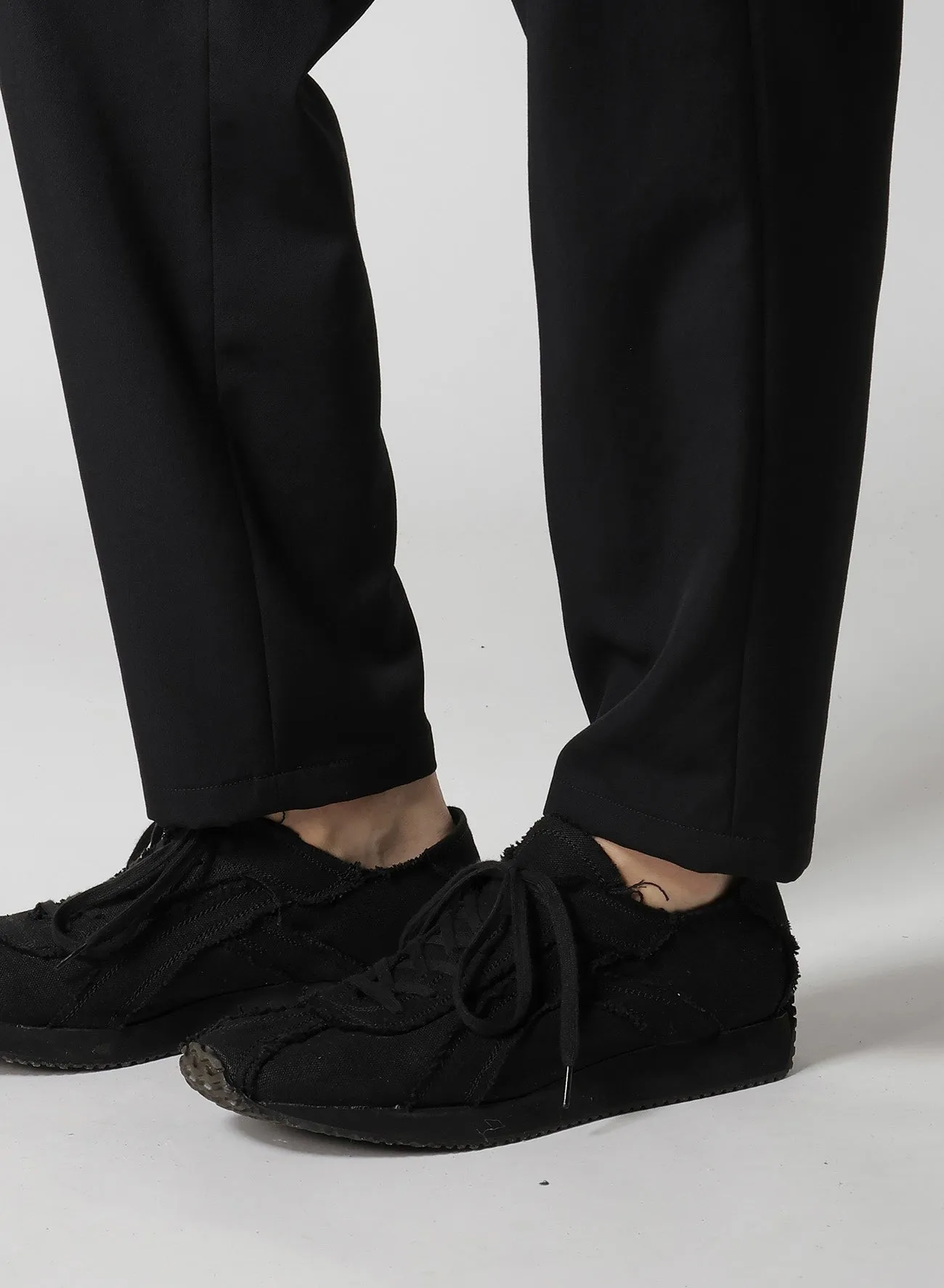 WOOL GABARDINE SUSPENDER SLIM PANTS
