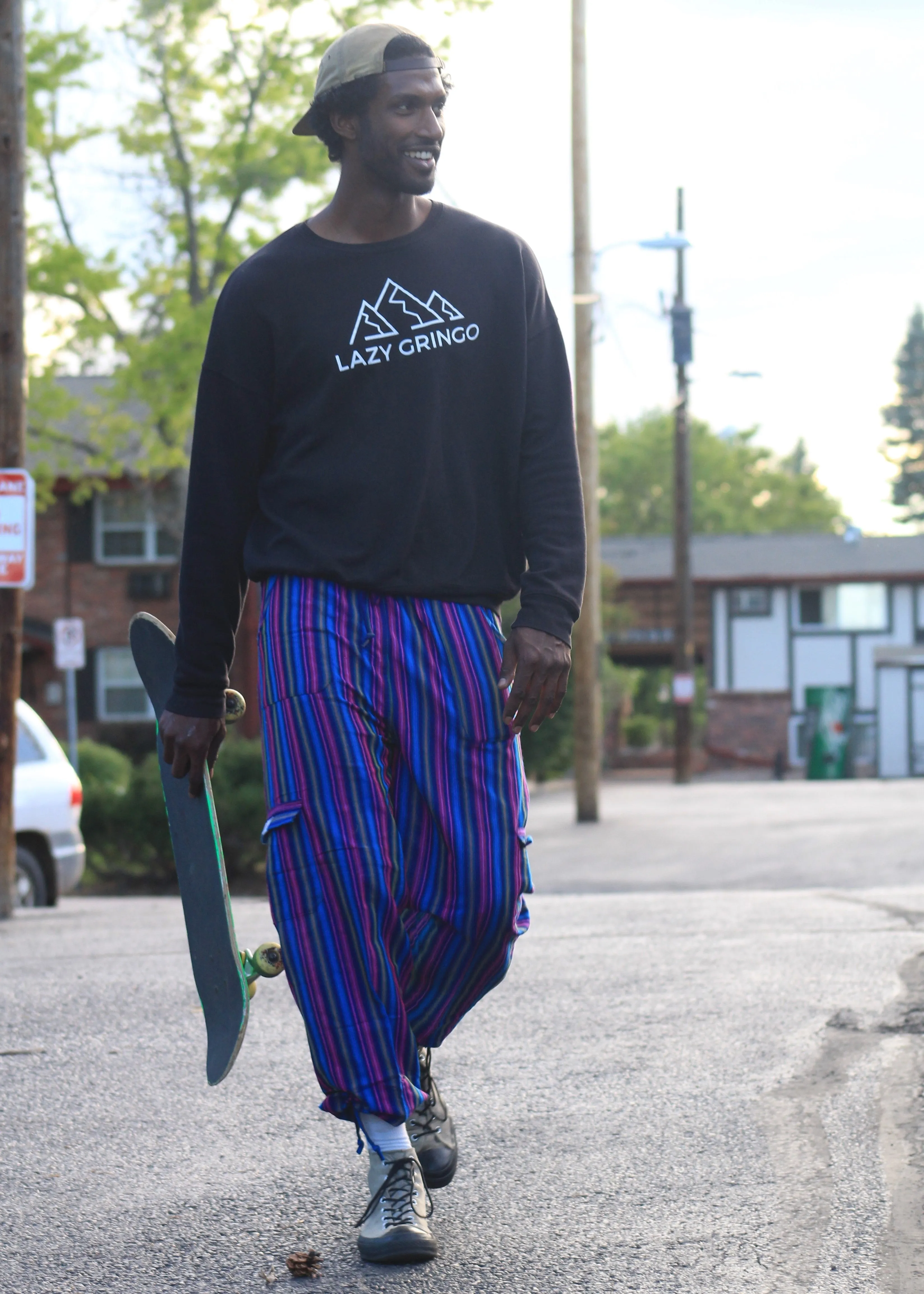 (XL) Green, Blue, Purple, Red, Black, and White stripes 0262